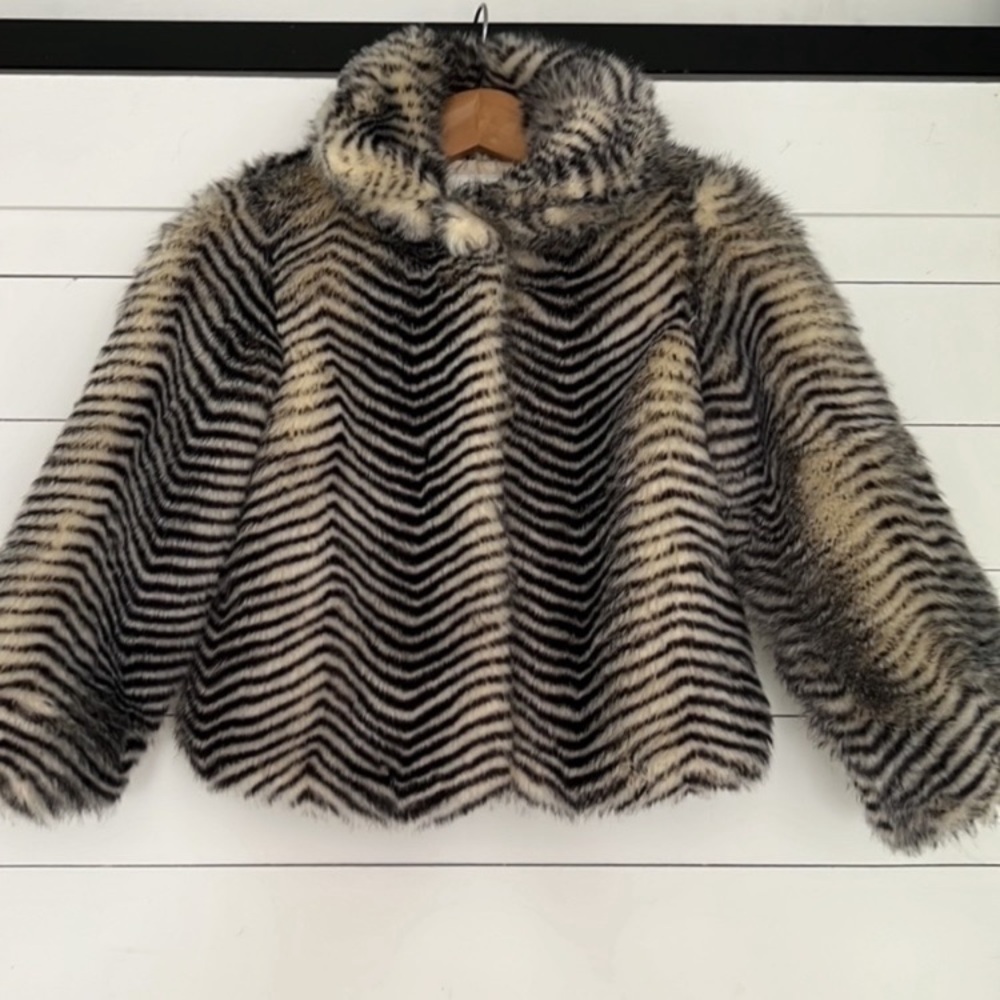 Striped Faux Fur Coat